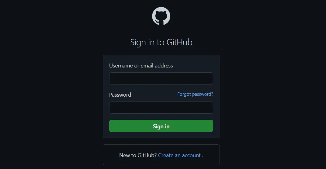 Вход в учетную запись на GitHub
